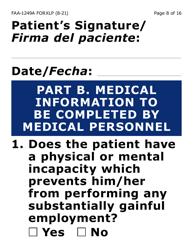 Form FAA-1249A-XLP Verification of Disability (Extra Large Print) - Arizona (English/Spanish), Page 8