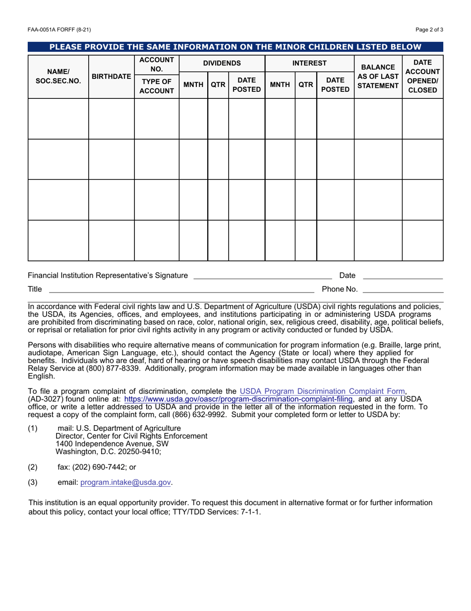 Form FAA-0051A Verification of Financial Accounts - Arizona (English / Spanish), Page 2
