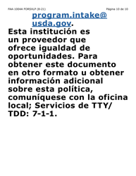Form FAA-1004A-XLP Designation of Ebt Alternate Card Holder (Extra Large Print) - Arizona (English/Spanish), Page 10