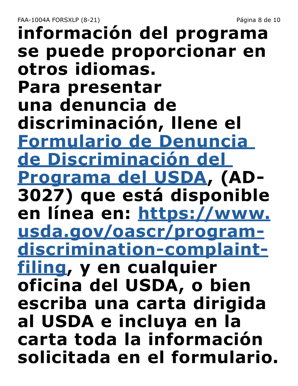 Form FAA-1004A-XLP Designation of Ebt Alternate Card Holder (Extra Large Print) - Arizona (English / Spanish), Page 8