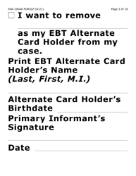 Form FAA-1004A-XLP Designation of Ebt Alternate Card Holder (Extra Large Print) - Arizona, Page 3
