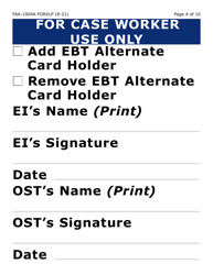 Form FAA-1004A-XLP Designation of Ebt Alternate Card Holder (Extra Large Print) - Arizona, Page 4