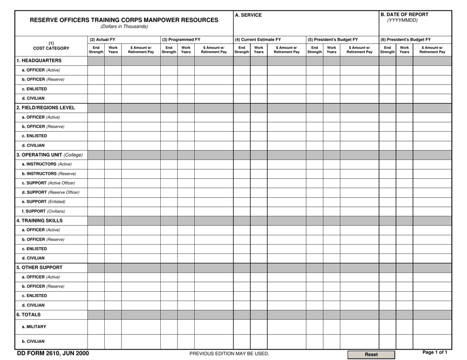 DD Form 2610 - Fill Out, Sign Online and Download Fillable PDF ...