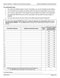 Form EFA7 The Emergency Food Assistance Program (Tefap) Certification of Eligibility - California, Page 2