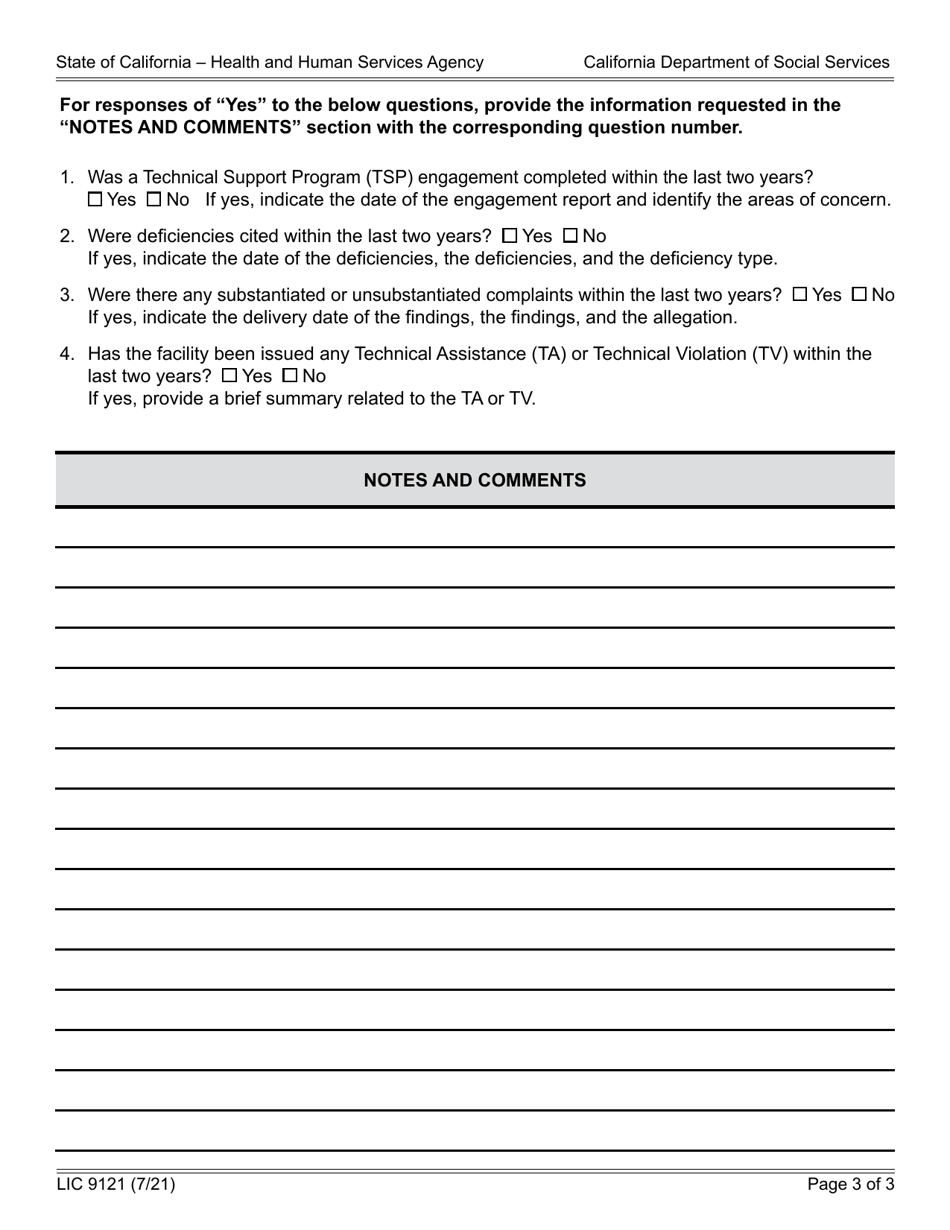 Form LIC9121 Facility Visit Checklist Family Child Care Homes - California, Page 3