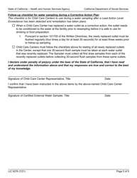 Form LIC9276 Child Care Center Sampling Checklist Form - California, Page 5