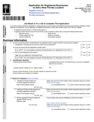 Form DR-1A &quot;Application for Registered Businesses to Add a New Florida Location&quot; - Florida