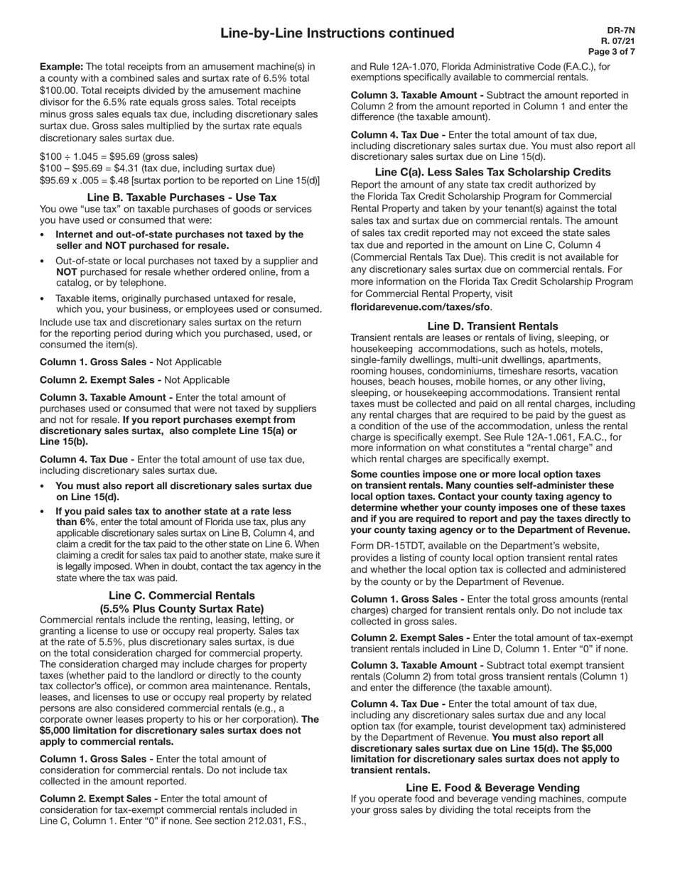 Instructions for Form DR-7 Consolidated Sales and Use Tax Return - Florida, Page 3