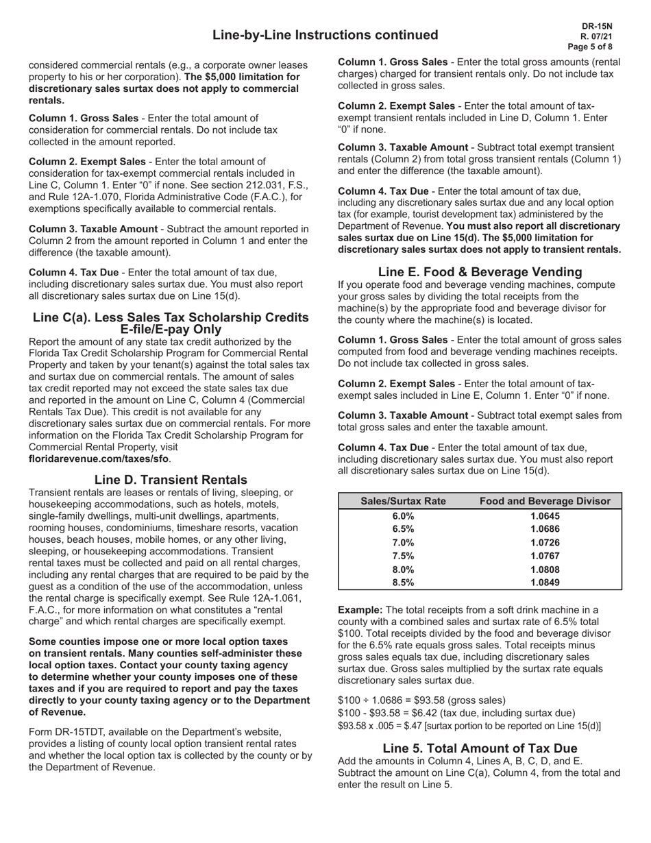 Instructions for Form DR-15 Sales and Use Tax Return - Florida, Page 5