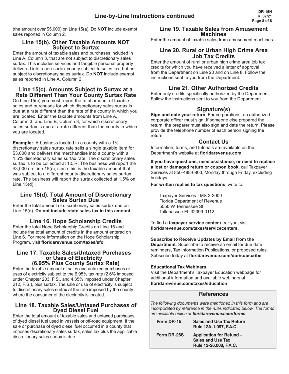 Instructions for Form DR-15 Sales and Use Tax Return - Florida, Page 8