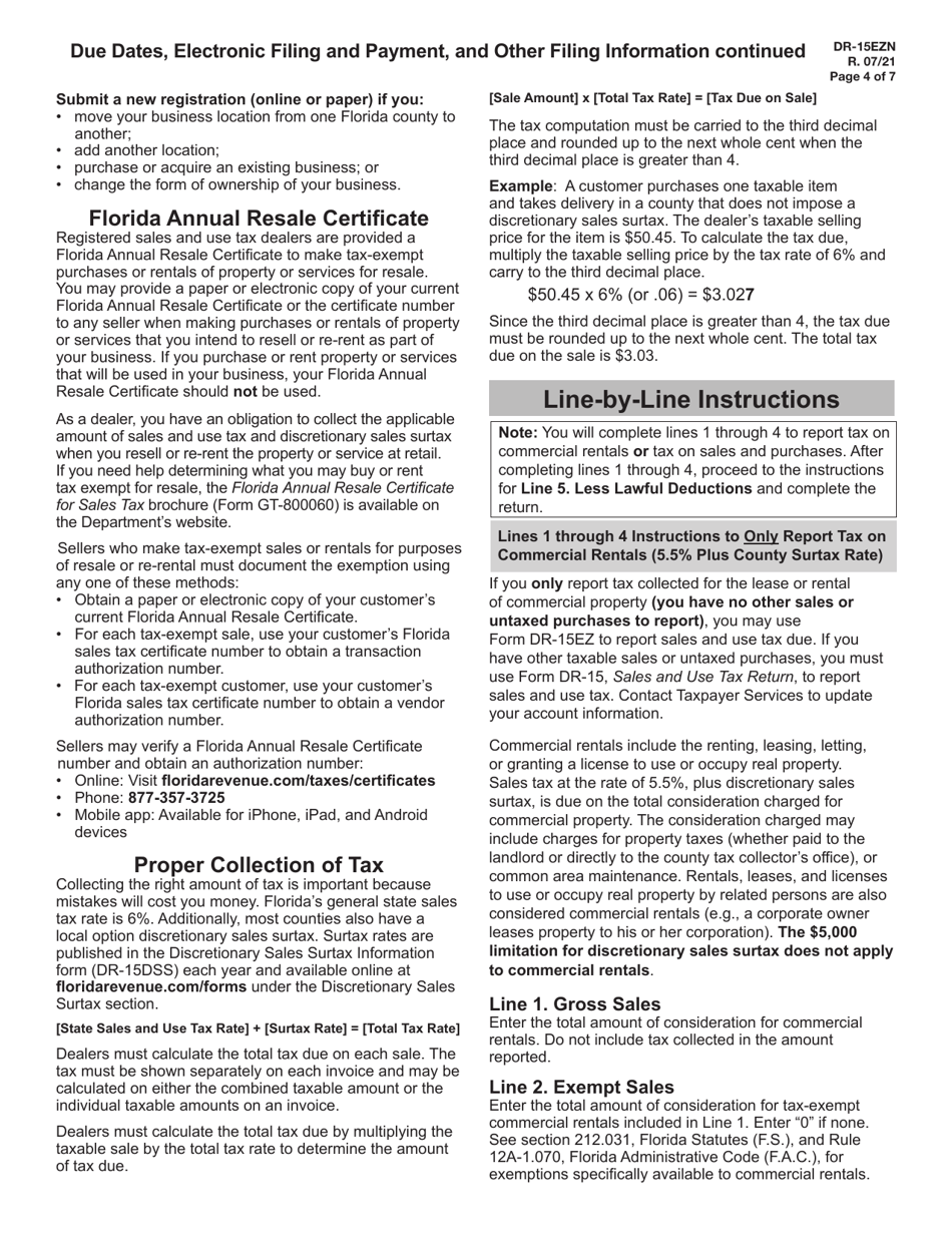 Instructions for Form DR-15EZ Sales and Use Tax Return - Florida, Page 4