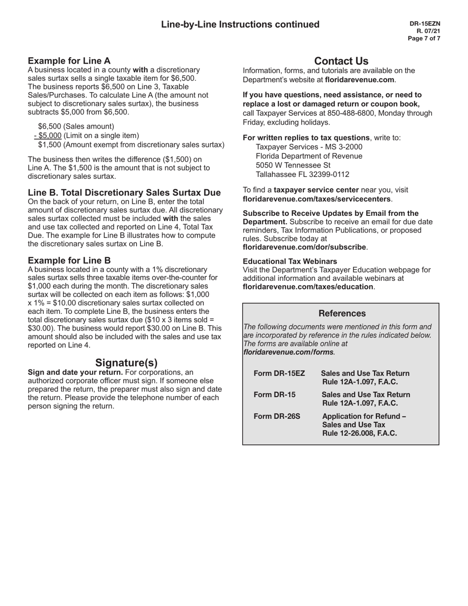 Instructions for Form DR-15EZ Sales and Use Tax Return - Florida, Page 7