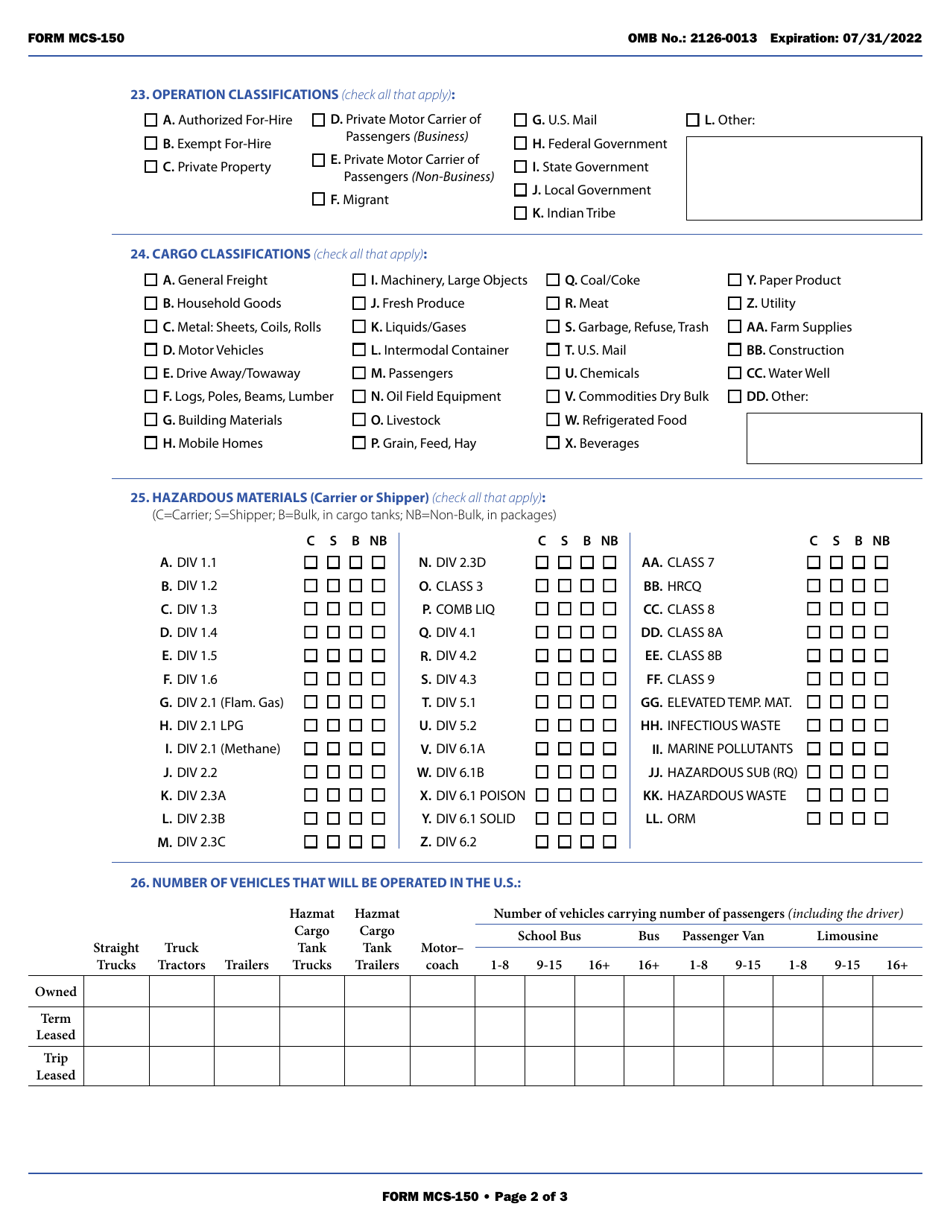 Form MCS-150 Motor Carrier Identification Report, Page 10