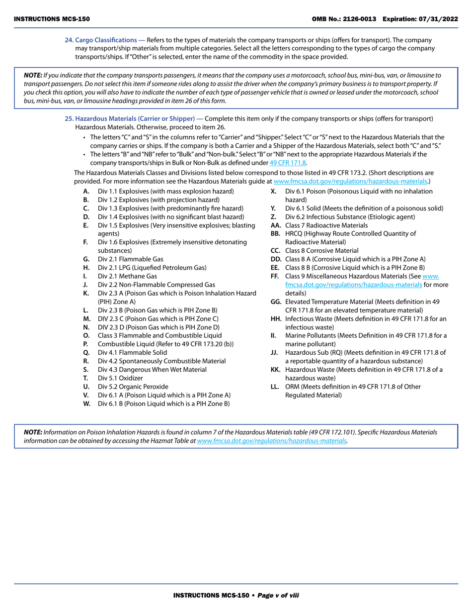 Form MCS-150 Motor Carrier Identification Report, Page 5
