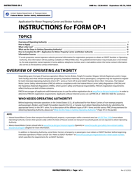 Form OP-1 &quot;Application for Motor Property Carrier and Broker Authority&quot;