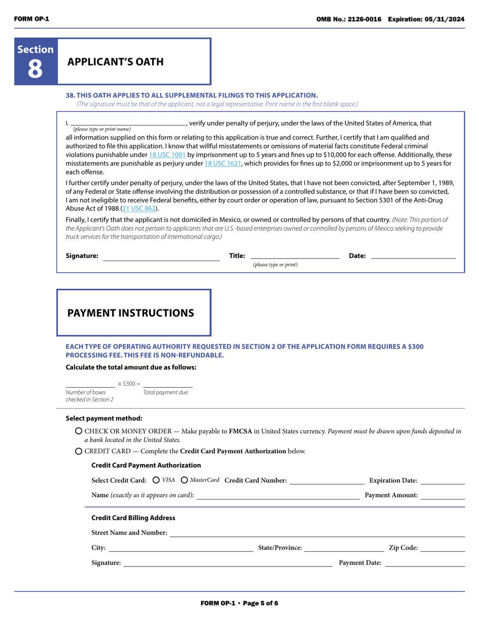 Form OP-1 Application for Motor Property Carrier and Broker Authority, Page 15
