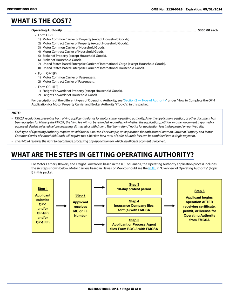Form OP-1 Application for Motor Property Carrier and Broker Authority, Page 3
