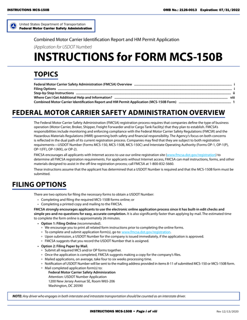 Form MCS-150B  Printable Pdf