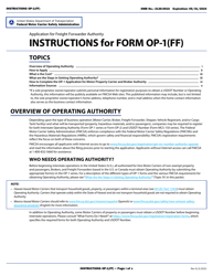 Form OP-1(FF) &quot;Application for Freight Forwarder Authority&quot;