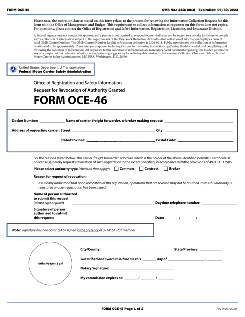 Form OCE-46  Printable Pdf
