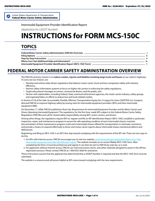 Form MCS-150C  Printable Pdf