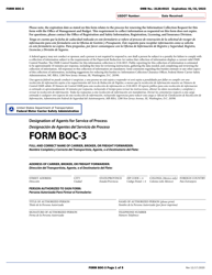 Form BOC-3 &quot;Designation of Agents for Service of Process&quot; (English/Spanish)