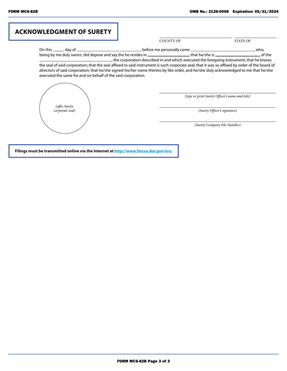 Form MCS-82B Motor Carrier Public Liability Surety Bond Under Section 18 of the Bus Regulatory Reform Act of 1982, Page 3