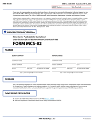 Document preview: Form MCS-82 Motor Carrier Public Liability Surety Bond Under Sections 29 and 30 of the Motor Carrier Act of 1980