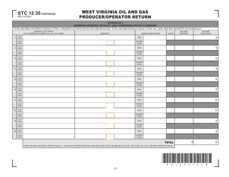 Form STC12:35 West Virginia Oil and Gas Producer/Operator Return - West Virginia, Page 2