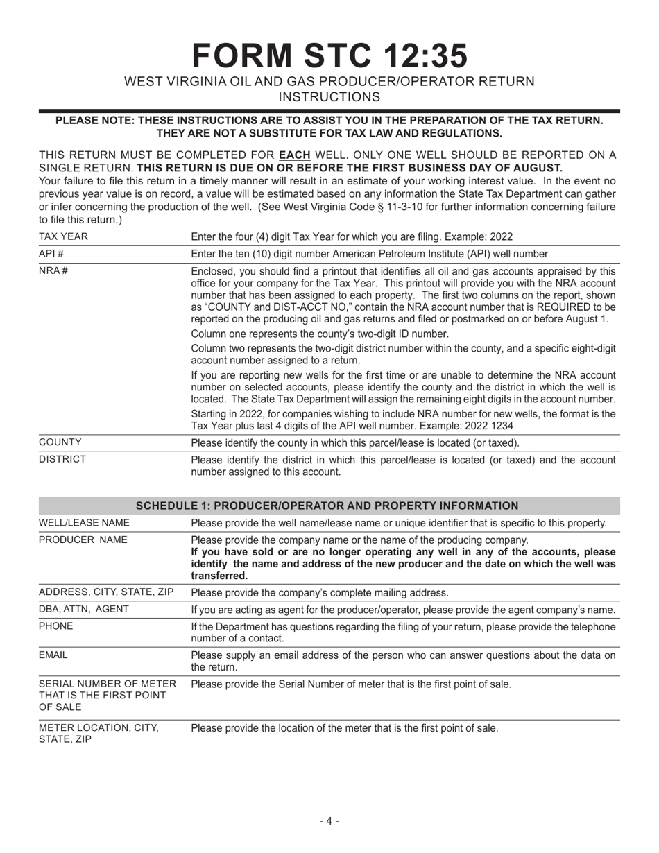Form STC12:35 West Virginia Oil and Gas Producer / Operator Return - West Virginia, Page 4