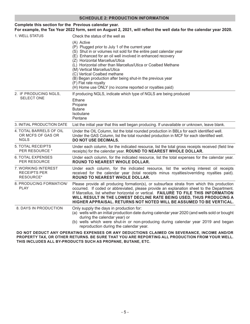 Instructions for Form STC12:35 West Virginia Oil and Gas Producer / Operator Return - West Virginia, Page 2