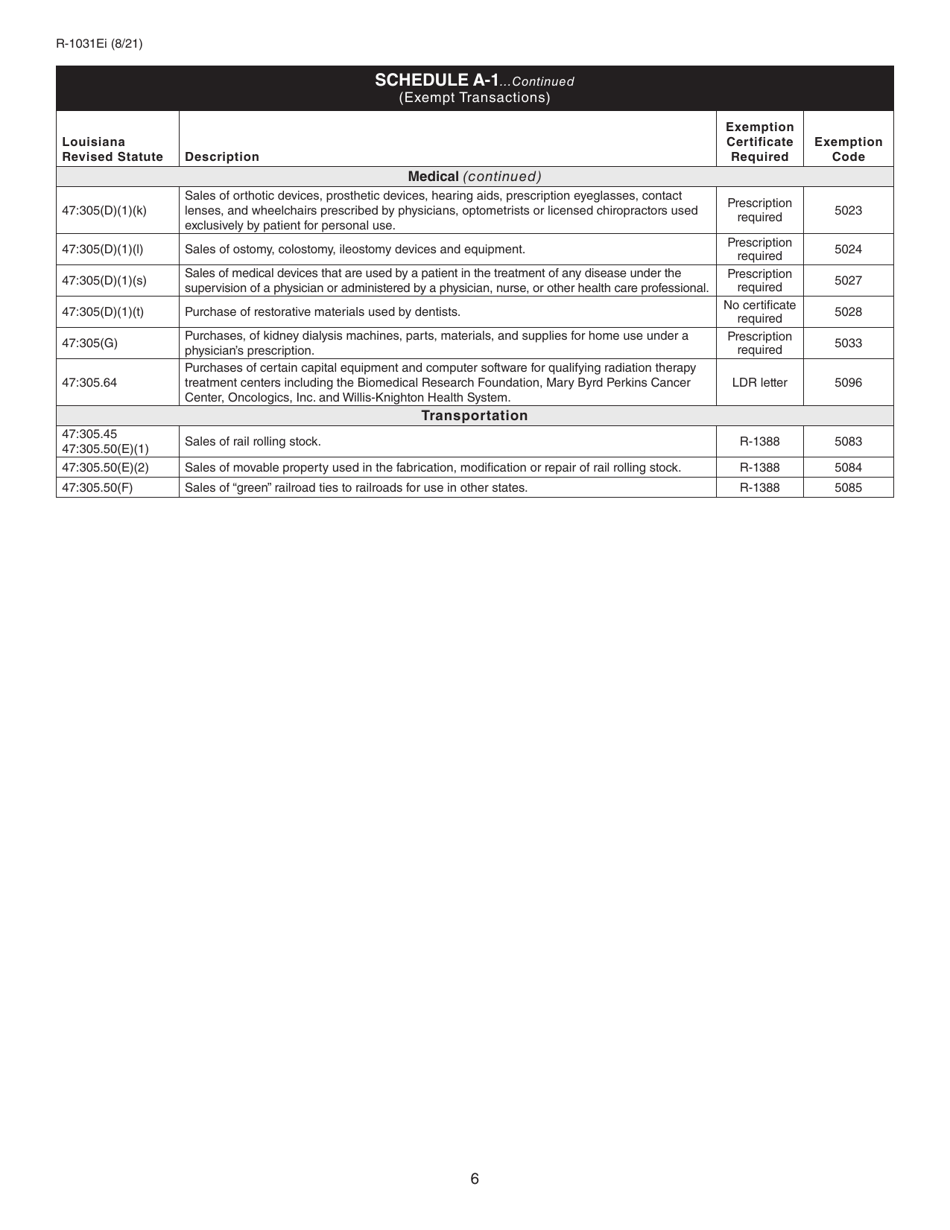 Instructions for Form R-1031 Direct Marketer Sales Tax Return - Louisiana, Page 6