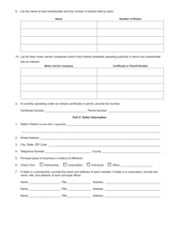 Form 707 (State Form 50219) Joint Application for Sale and Transfer of Permanent Authority to Transport Passenger or Household Goods - Indiana, Page 2