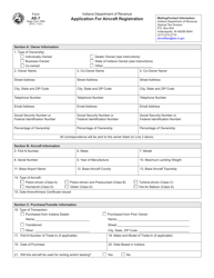 Form AE-7 (State Form 7695) Application for Aircraft Registration - Indiana