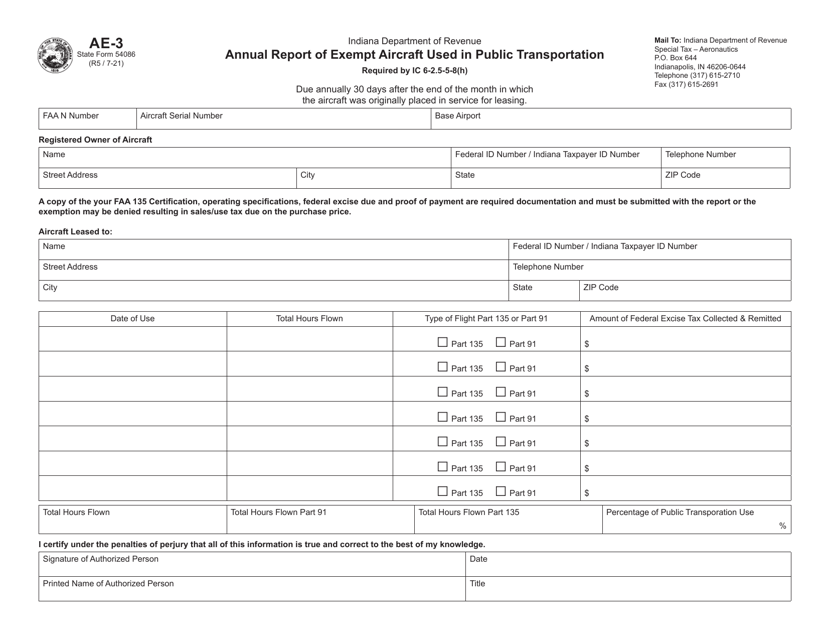 Form AE-3 (State Form 54086)  Printable Pdf