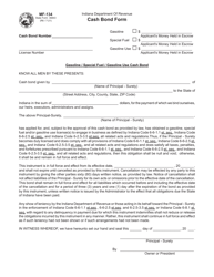 Document preview: Form MF-134 (State Form 46843) Cash Bond Form - Indiana