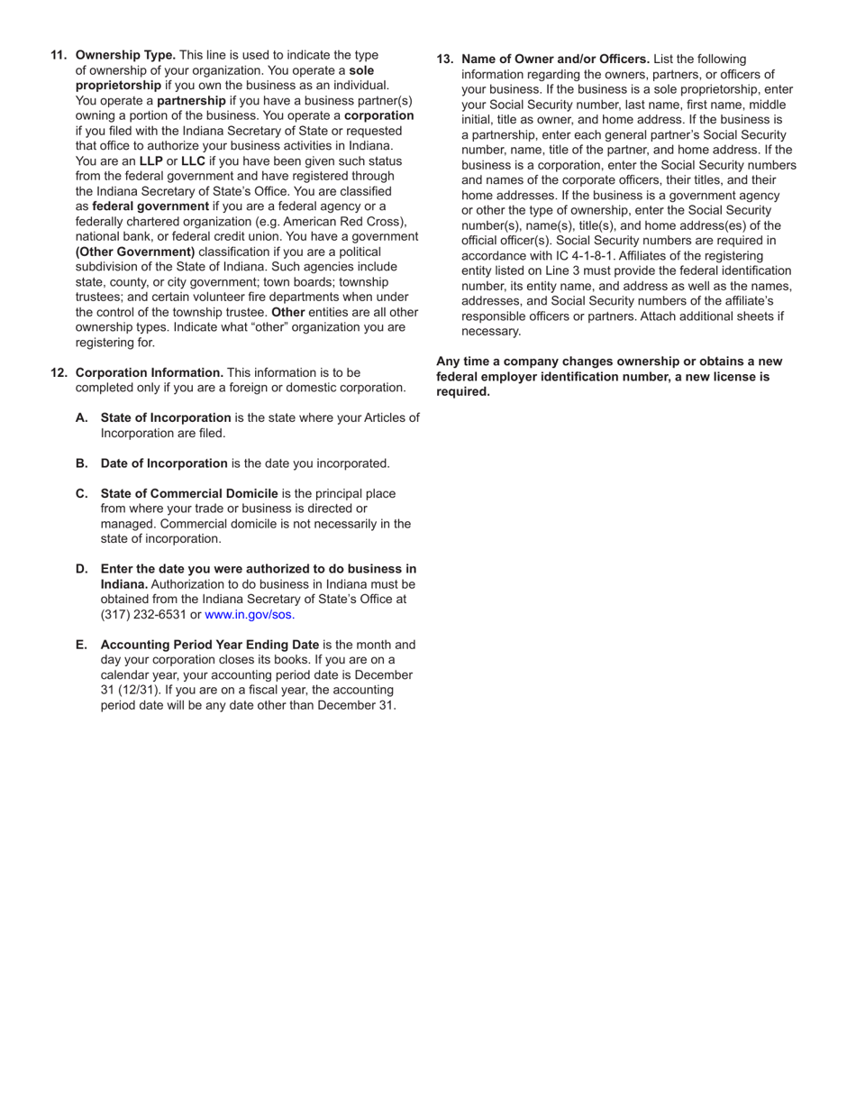Form PDL-1 (State Form 55549) Propane Dealers License Application - Indiana, Page 3