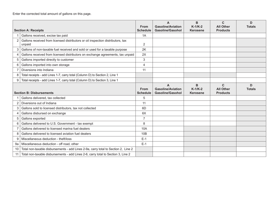 Form MF-360X (State Form 49875) Amended Consolidated Gasoline Monthly Tax Return - Indiana, Page 3