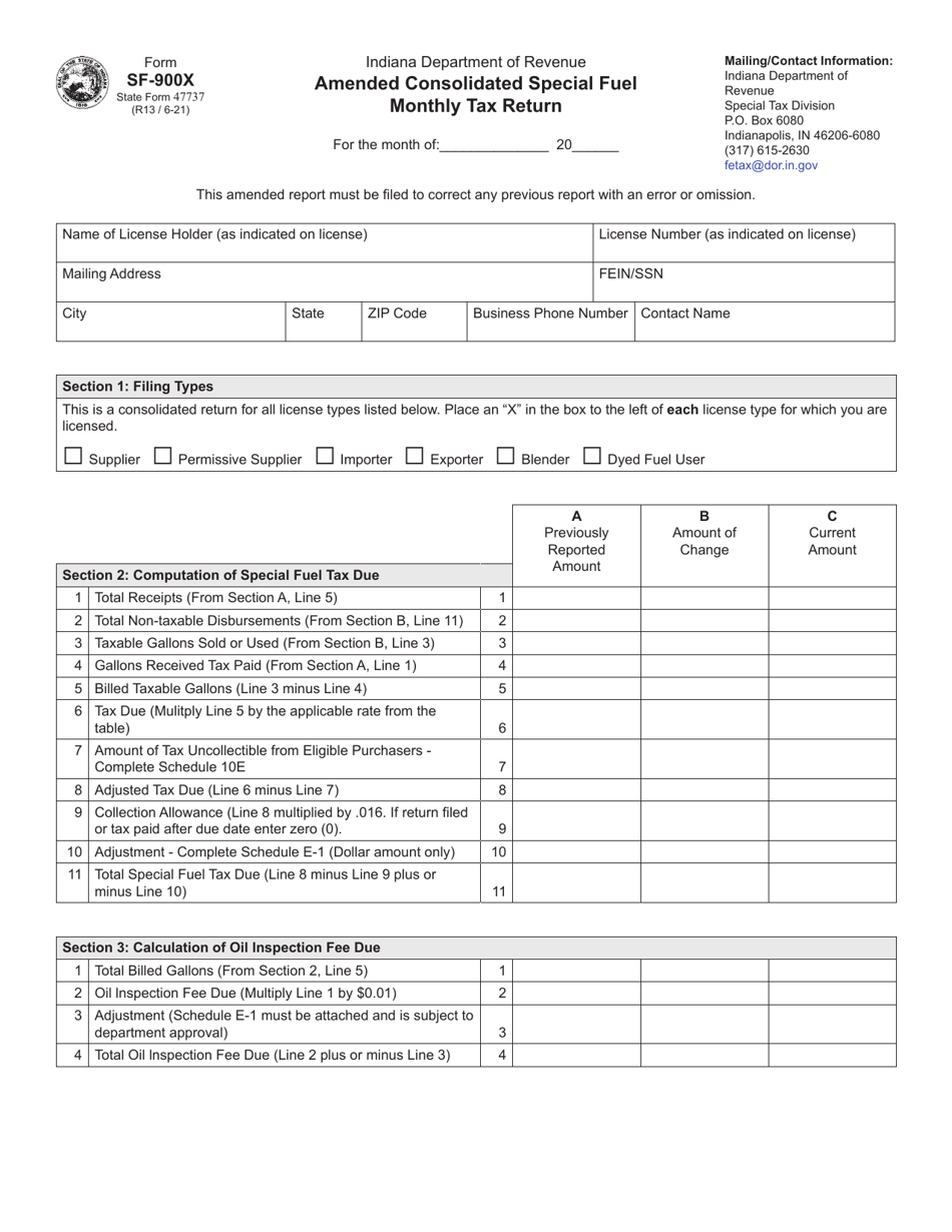 Form SF900X (State Form 47737) Download Fillable PDF or Fill Online