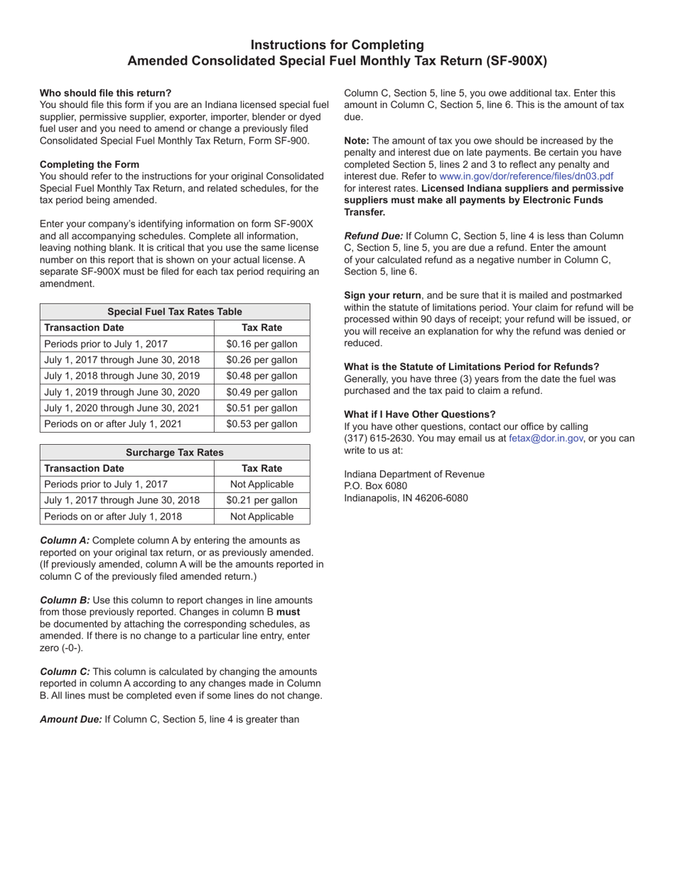 Form SF-900X (State Form 47737) Amended Consolidated Special Fuel Monthly Tax Return - Indiana, Page 4