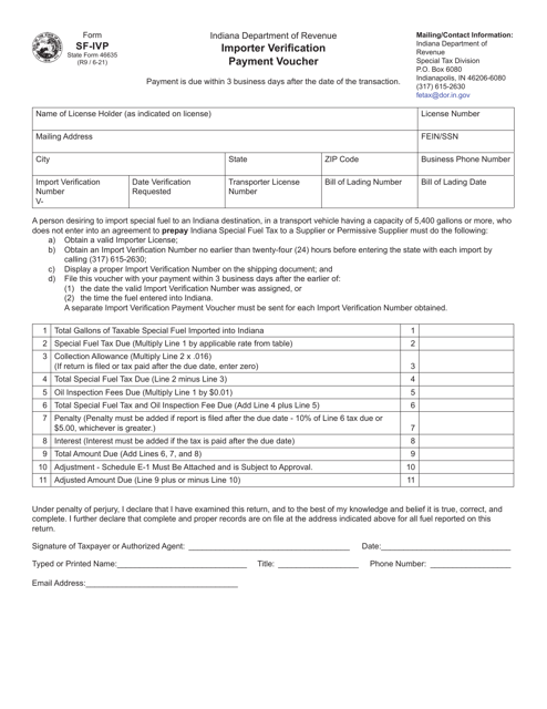 Form SF-IVP (State Form 46635)  Printable Pdf
