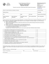 Form SF-IVP (State Form 46635) Importer Verification Payment Voucher - Indiana