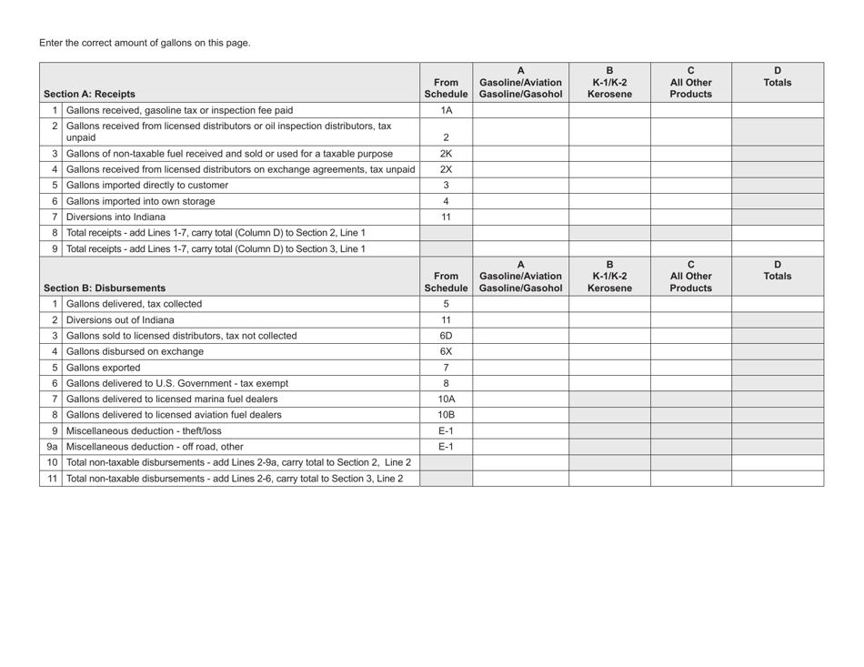 Form MF-360 (State Form 49276) Consolidated Gasoline Monthly Tax Return - Indiana, Page 3