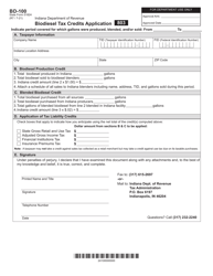 Document preview: Form BD-100 (State Form 51824) Biodiesel Tax Credits Application - Indiana