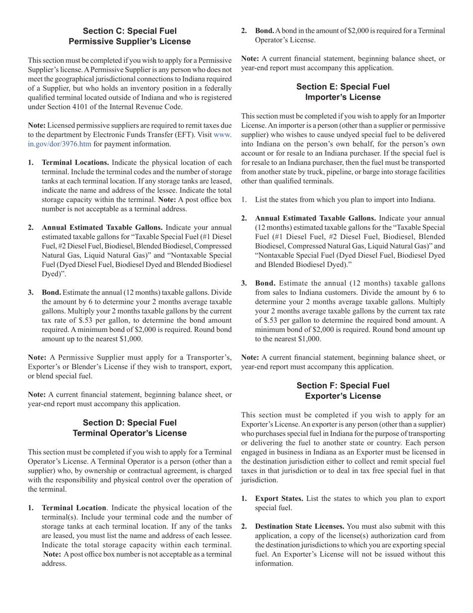 Form FT-1 (State Form 46297) Fuel Tax License Application - Indiana, Page 10