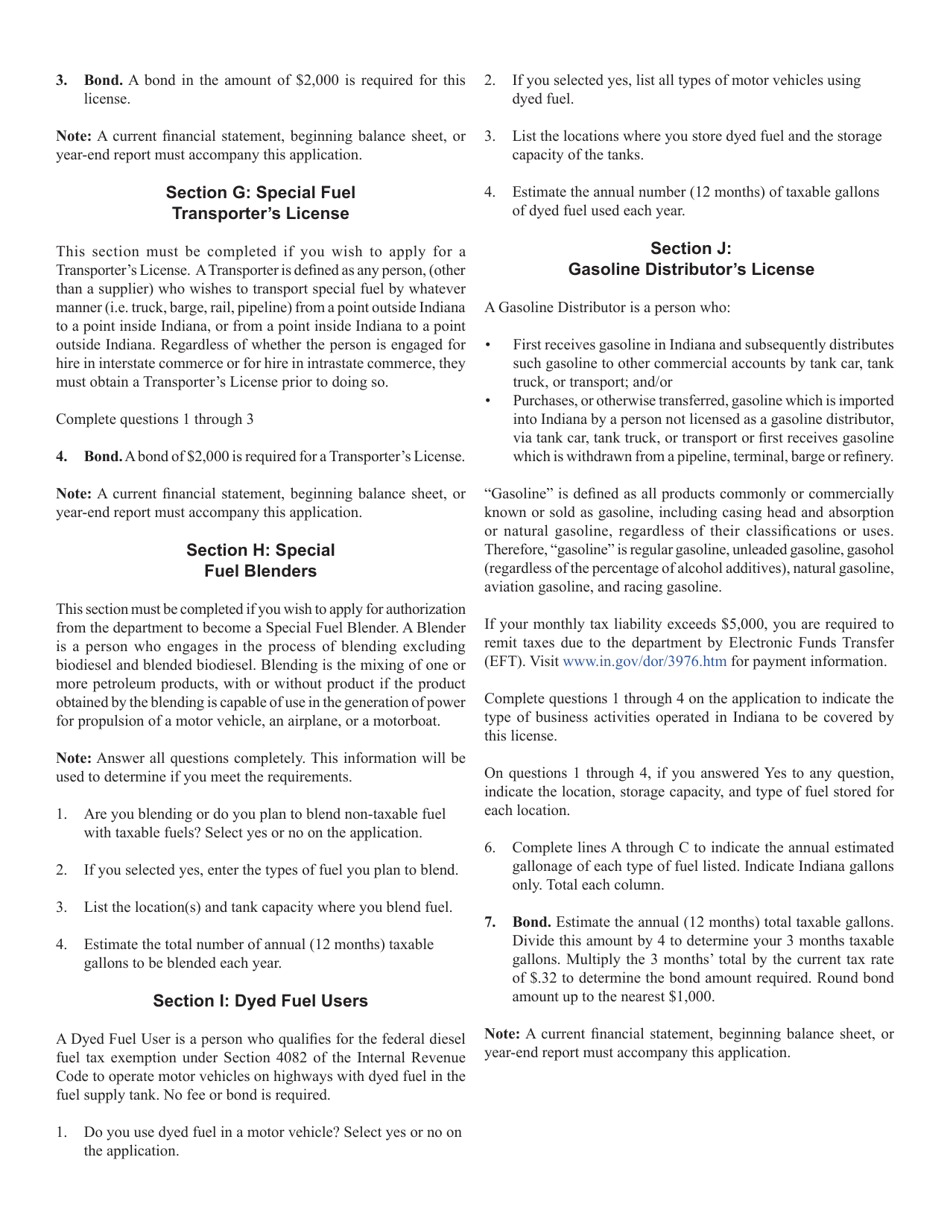 Form FT-1 (State Form 46297) Fuel Tax License Application - Indiana, Page 11