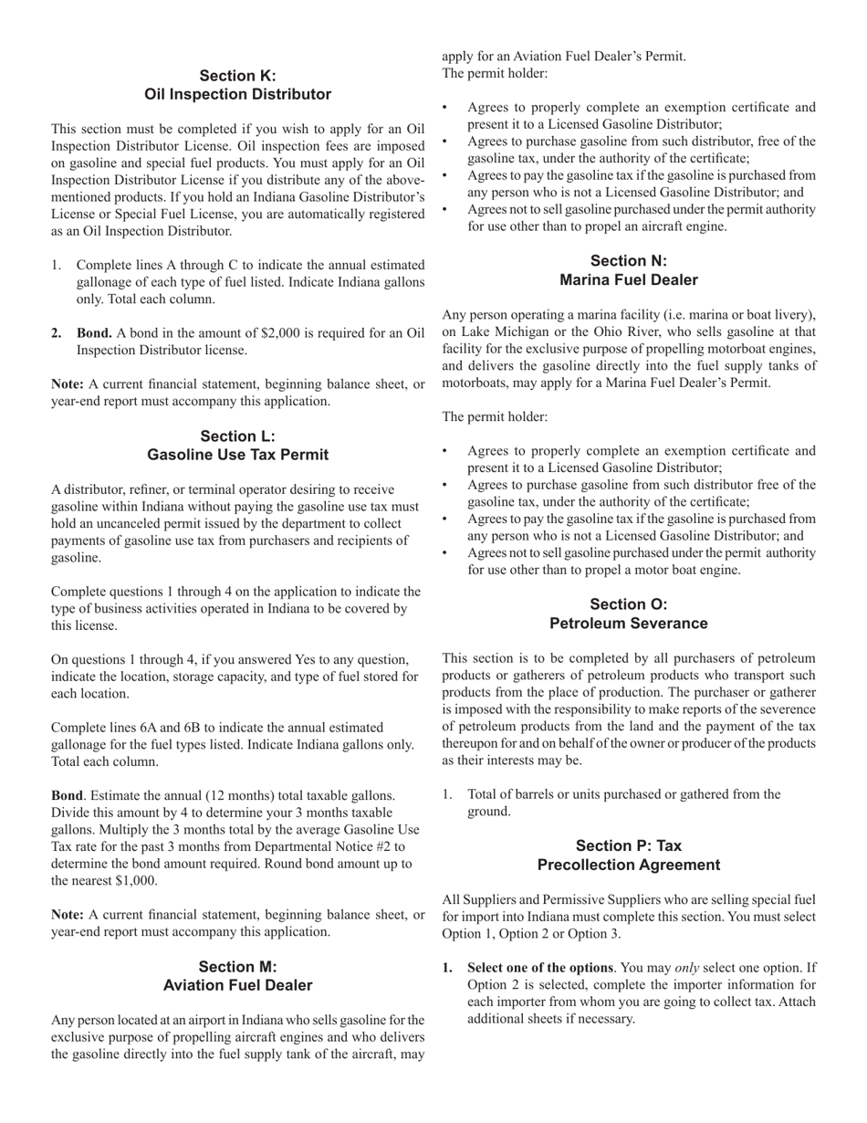Form FT-1 (State Form 46297) Fuel Tax License Application - Indiana, Page 12
