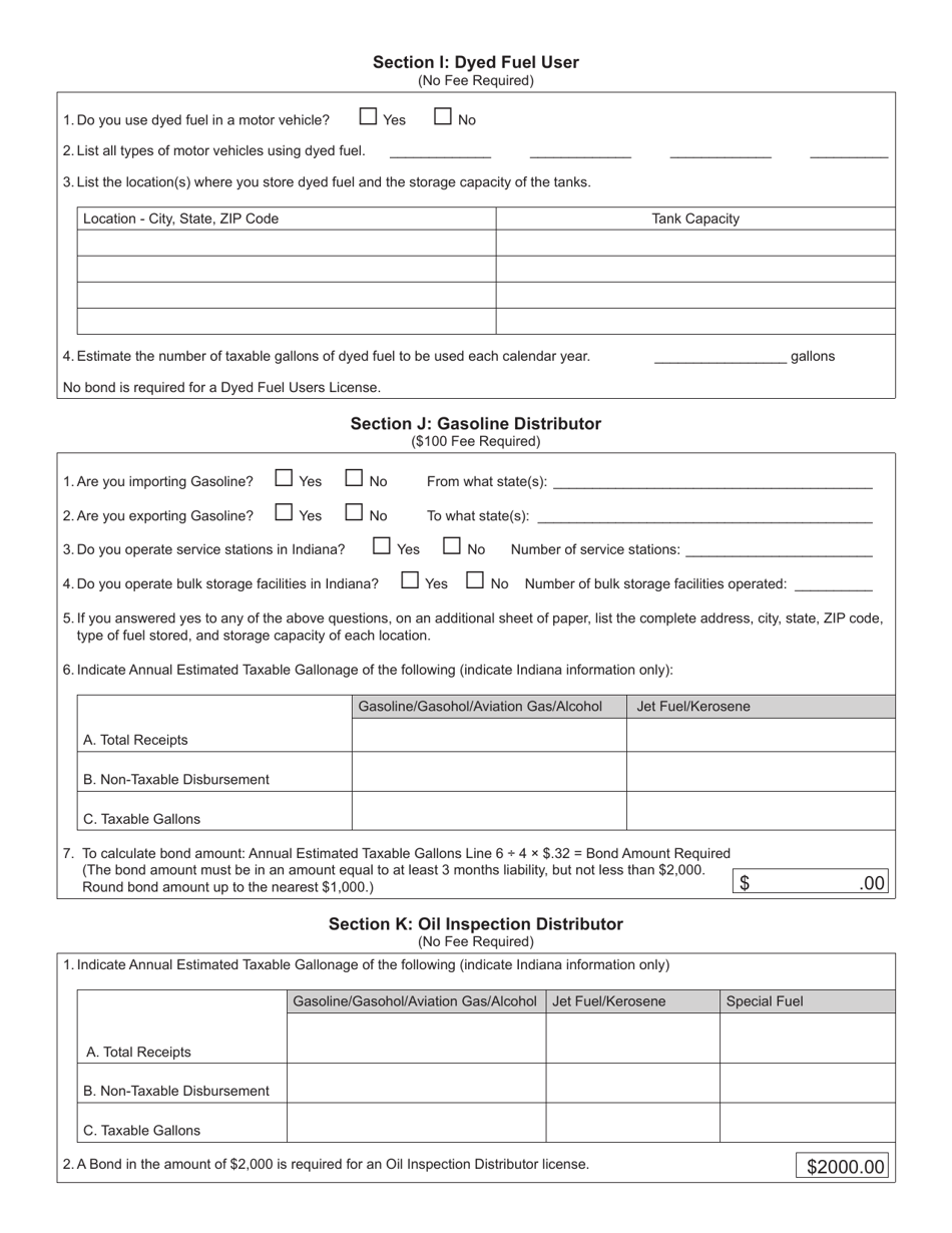 Form FT-1 (State Form 46297) Fuel Tax License Application - Indiana, Page 4