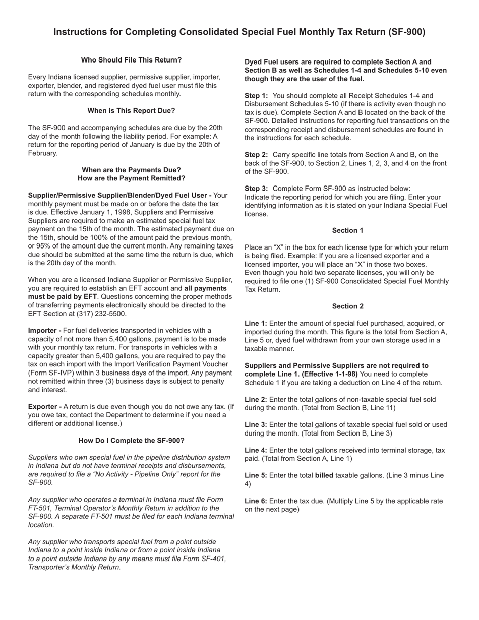 Form SF-900 (State Form 49877) Consolidated Special Fuel Monthly Tax Return - Indiana, Page 3