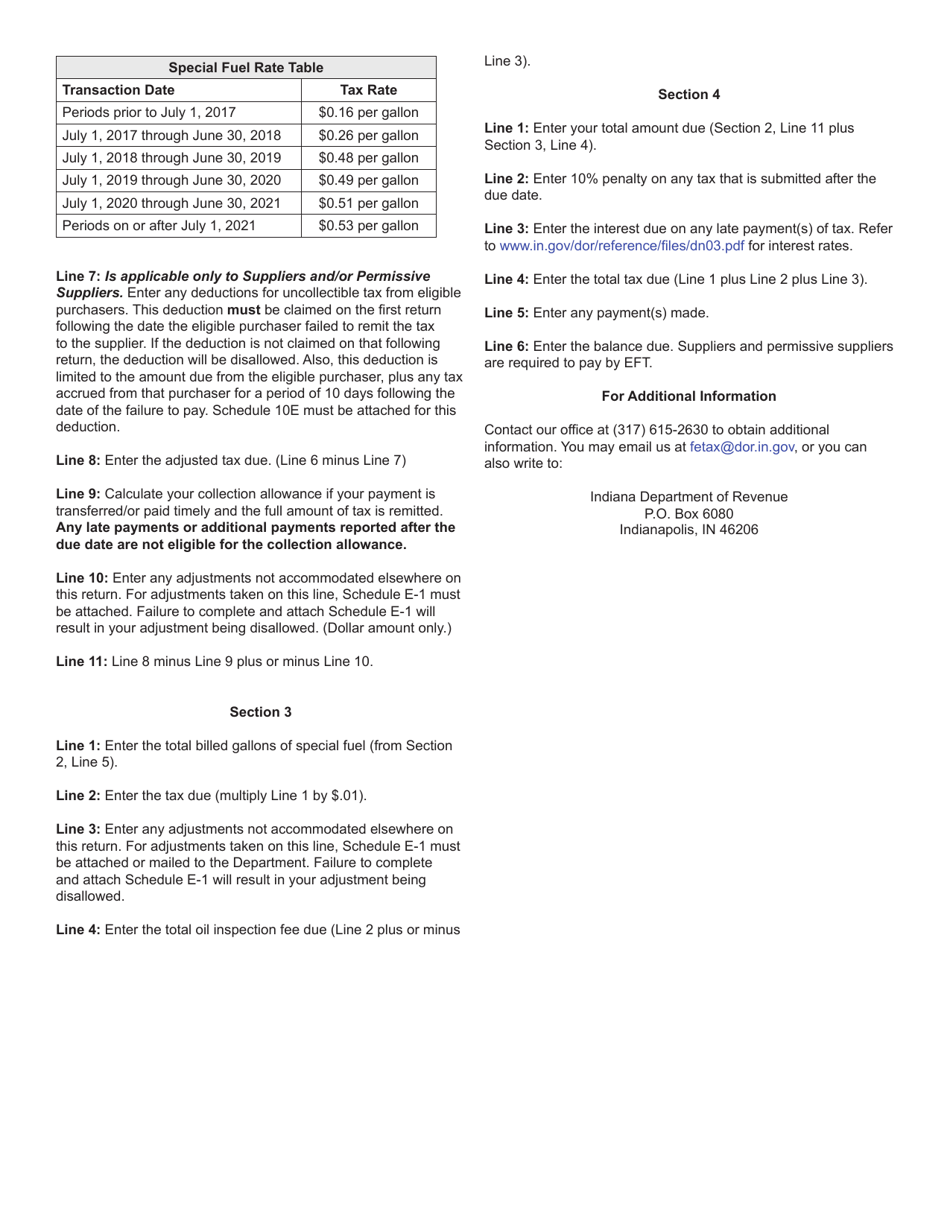 Form SF-900 (State Form 49877) Consolidated Special Fuel Monthly Tax Return - Indiana, Page 4